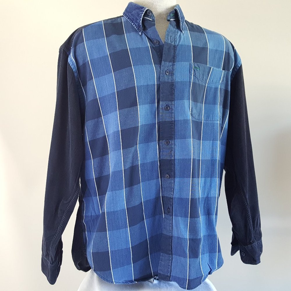 Tommy Hilfiger Mens Shirt Naval Issue Denim Corduroy Blue Long Sleeve Size Large